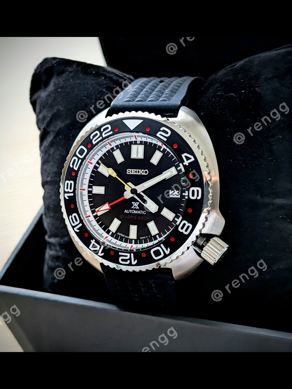 Black Seiko Prospex GMT Willard 45mm Diver Mod Watch Sapphire 24jewels